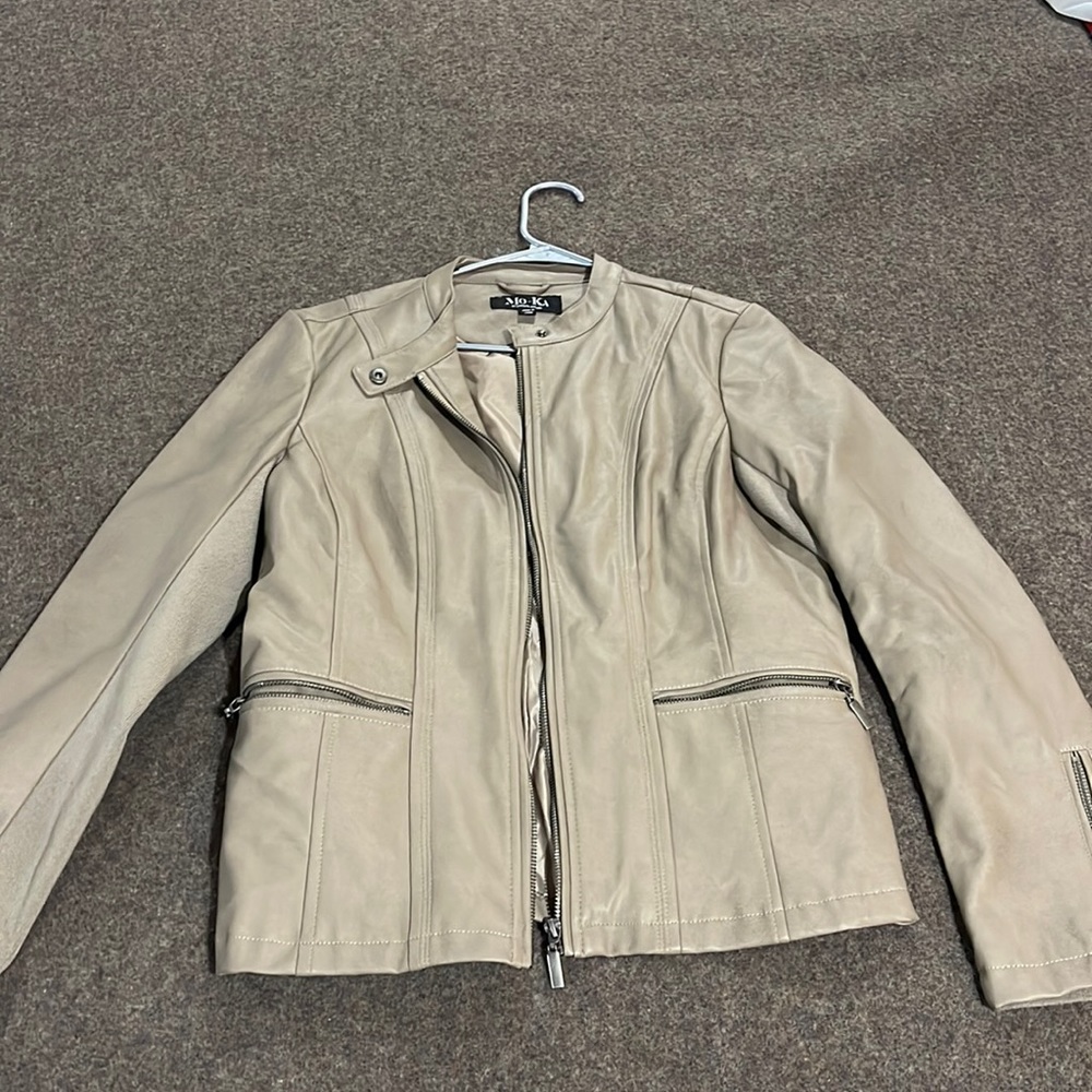 Faux light brown leather jacket